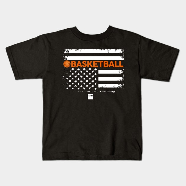 Basketball American Flag Kids T-Shirt by Pelman